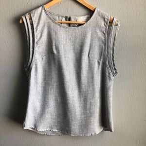 J.O.A sheer insert sleeveless blouse tank M gray.